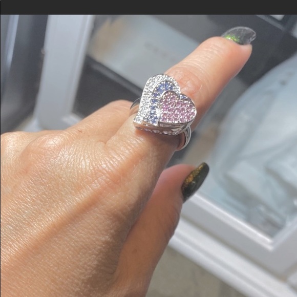 SALE ✅ NEW  14 KARATS WHITE GOLD RING WITH DIAMONDS,SAPPHIRE,PINK QTS - Picture 11 of 13